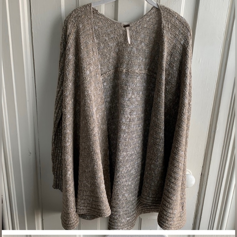 Free People Taupe Marled Open Cardigan